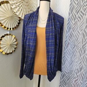 NWOT 41 Hawthorne | Blue & Grey Striped Open-Front Cardigan | Size S